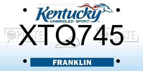 XTQ745 Kentucky License Plate