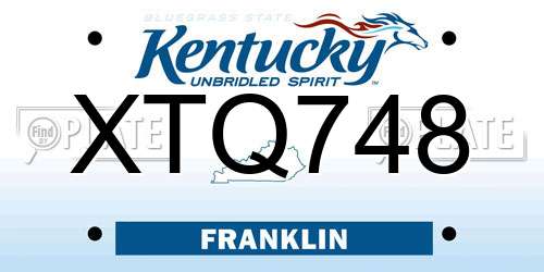 XTQ748 Kentucky License Plate