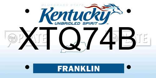 XTQ74B Kentucky License Plate