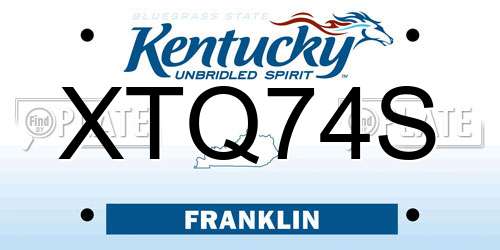 XTQ74S Kentucky License Plate