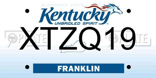 XTZQ19 Kentucky License Plate