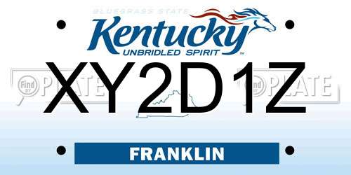 XY2D1Z Kentucky License Plate