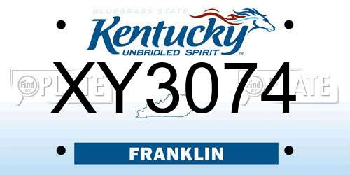 XY3074 Kentucky License Plate
