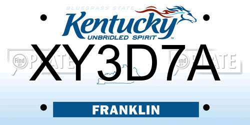 XY3D7A Kentucky License Plate