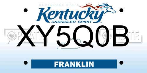 XY5Q0B Kentucky License Plate