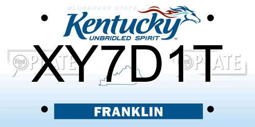 XY7D1T Kentucky License Plate