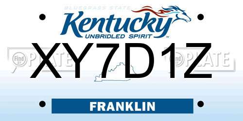 XY7D1Z Kentucky License Plate