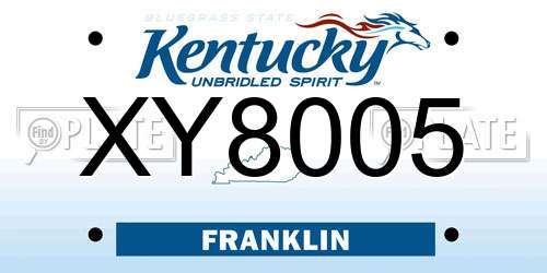 XY8005 Kentucky License Plate