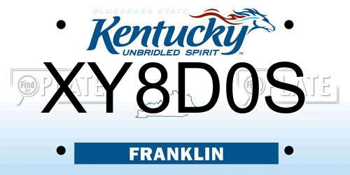 XY8D0S Kentucky License Plate