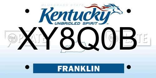 XY8Q0B Kentucky License Plate