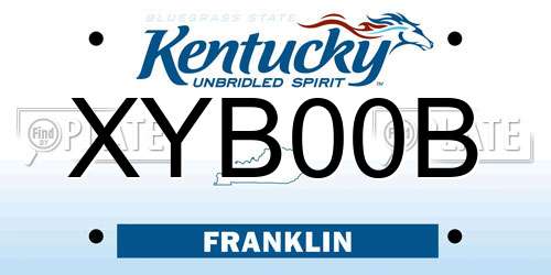 XYB00B Kentucky License Plate