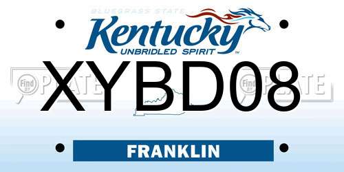 XYBD08 Kentucky License Plate