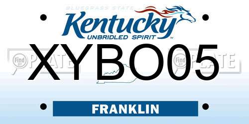 XYBO05 Kentucky License Plate