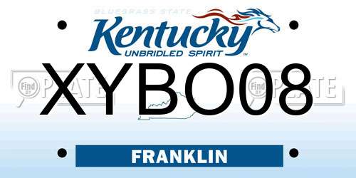 XYBO08 Kentucky License Plate