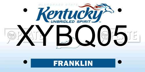 XYBQ05 Kentucky License Plate