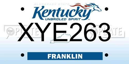 XYE263 Kentucky License Plate