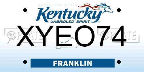 XYEO74 Kentucky License Plate