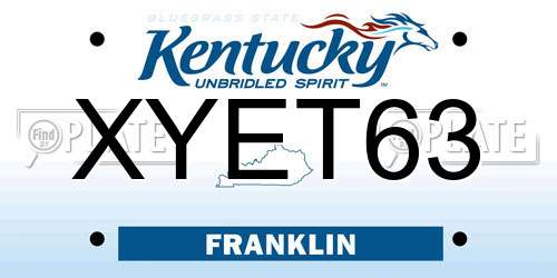 XYET63 Kentucky License Plate