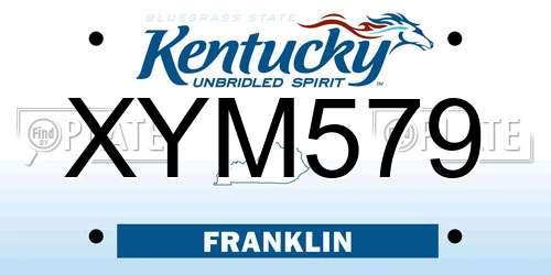 XYM579 Kentucky License Plate