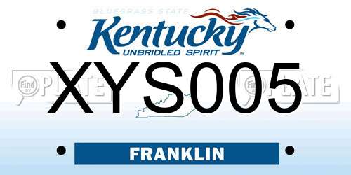 XYS005 Kentucky License Plate