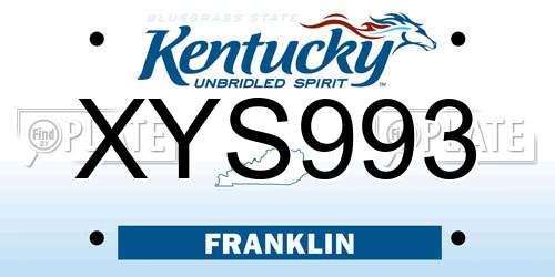 XYS993 Kentucky License Plate