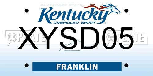 XYSD05 Kentucky License Plate