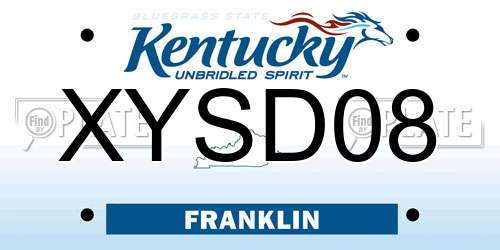 XYSD08 Kentucky License Plate