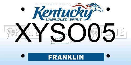 XYSO05 Kentucky License Plate