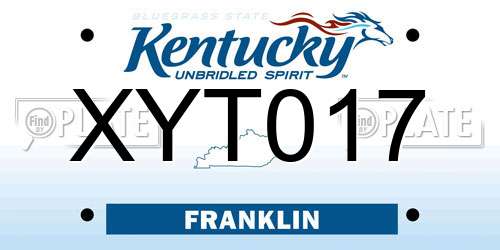 XYT017 Kentucky License Plate