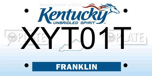 XYT01T Kentucky License Plate