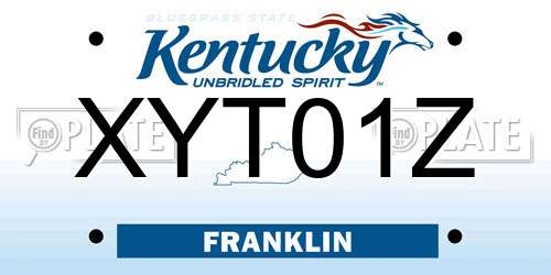 XYT01Z Kentucky License Plate