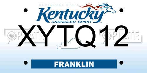 XYTQ12 Kentucky License Plate