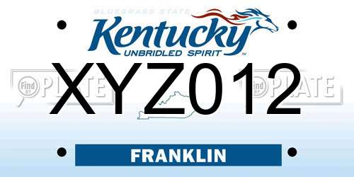 XYZ012 Kentucky License Plate