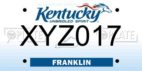 XYZ017 Kentucky License Plate