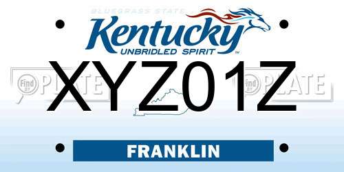 XYZ01Z Kentucky License Plate