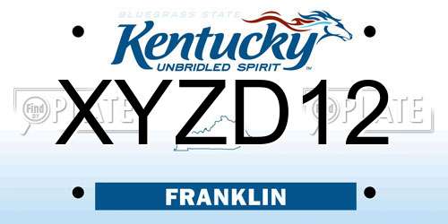 XYZD12 Kentucky License Plate