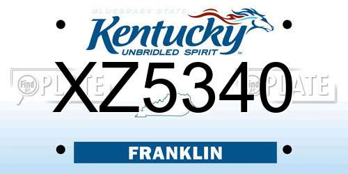 XZ5340 Kentucky License Plate