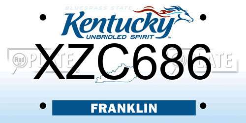 XZC686 Kentucky License Plate