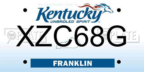 XZC68G Kentucky License Plate