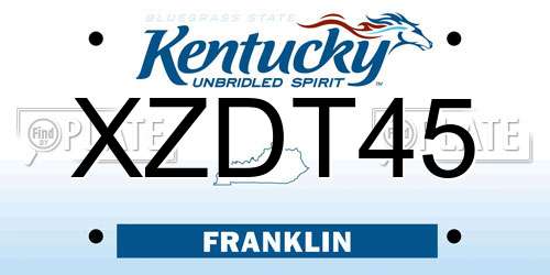 XZDT45 Kentucky License Plate