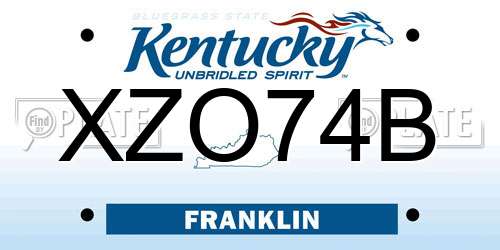 XZO74B Kentucky License Plate