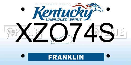 XZO74S Kentucky License Plate
