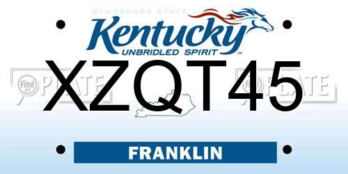 XZQT45 Kentucky License Plate