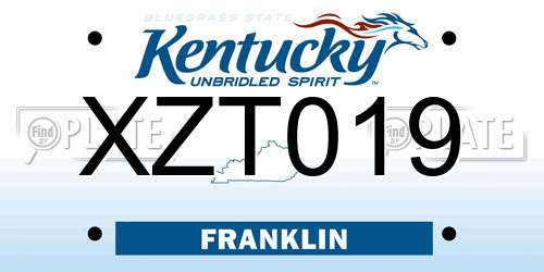 XZT019 Kentucky License Plate