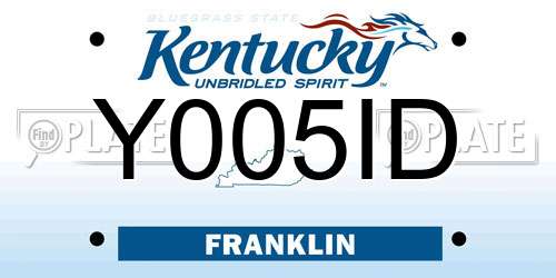 Y005ID Kentucky License Plate
