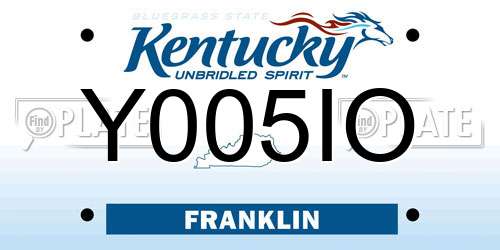 Y005IO Kentucky License Plate
