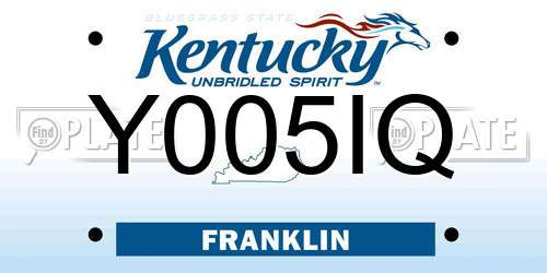 Y005IQ Kentucky License Plate