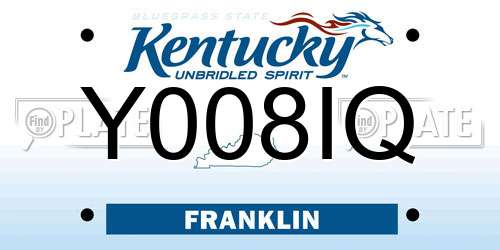 Y008IQ Kentucky License Plate