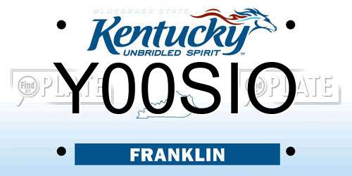 Y00SIO Kentucky License Plate