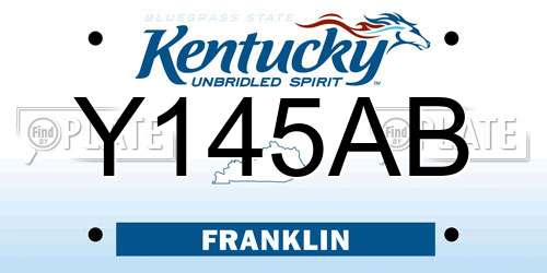 Y145AB Kentucky License Plate